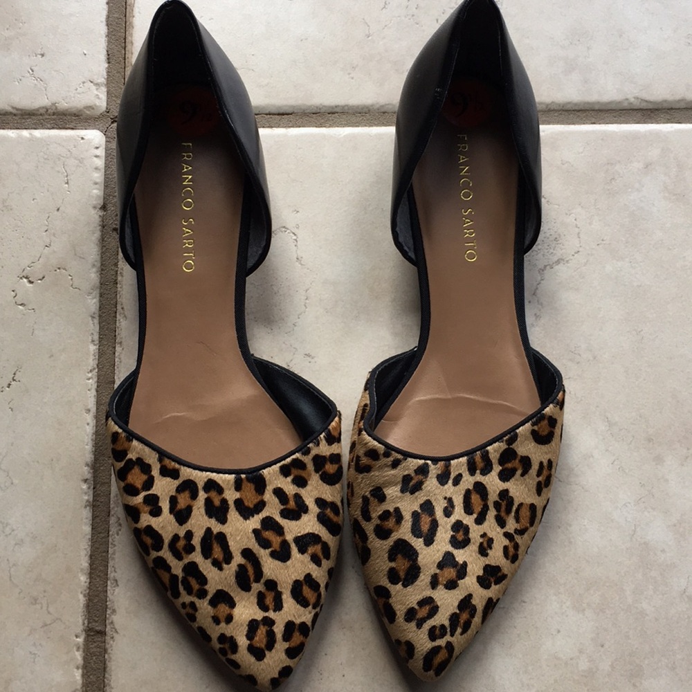 Franco sarto calf hair leopard print flats